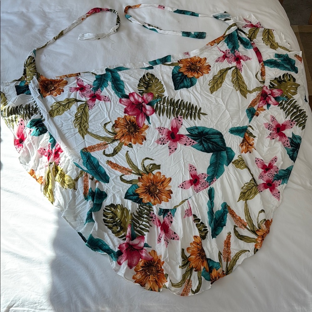 Floral Print Asymmetrical Wrap Skirt